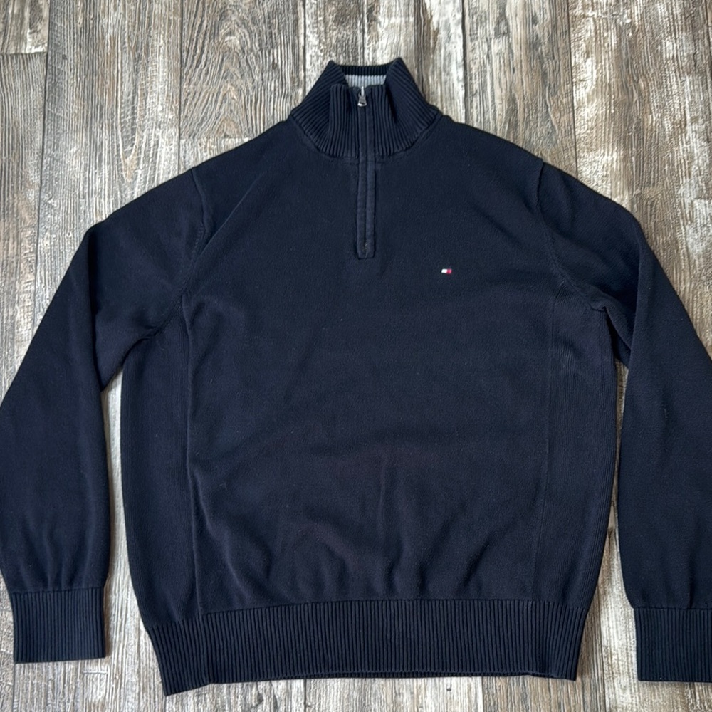 Tommy Hilfiger Man Black Zip Up Sweater, Large